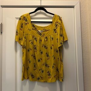 Lucky Brand Yellow Floral Blouse